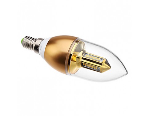 E14 4W 32x3014SMD 400-450LM 3000-3500K Warm White Light Golden Shell LED Candle Bulb (85-265V) 